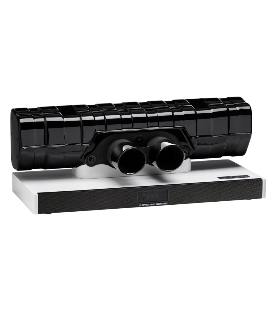Porsche-designed exhaust-inspired speaker system