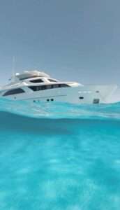 Luxury yacht in crystal clear water