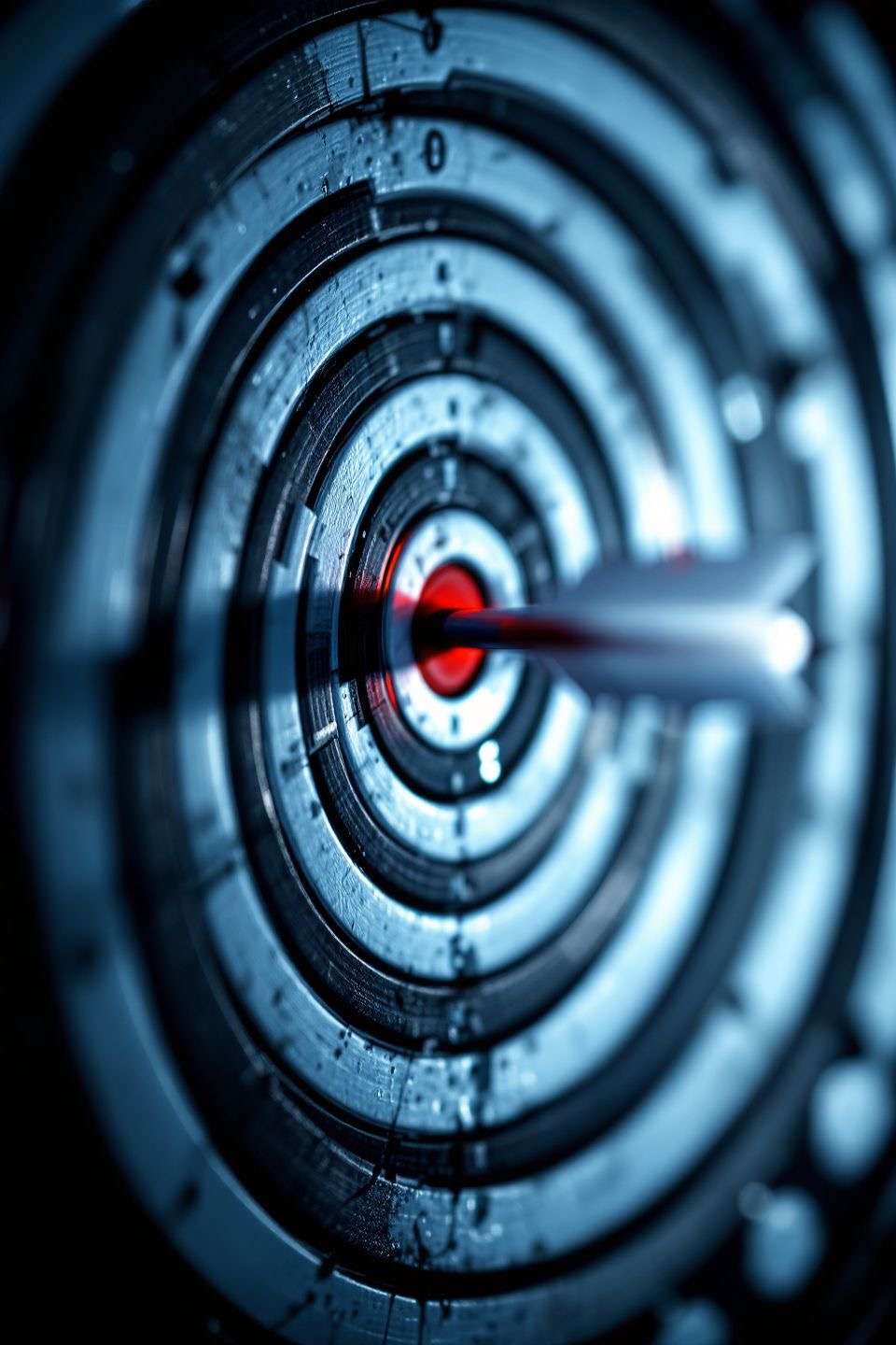 Arrow hitting red bullseye on target
