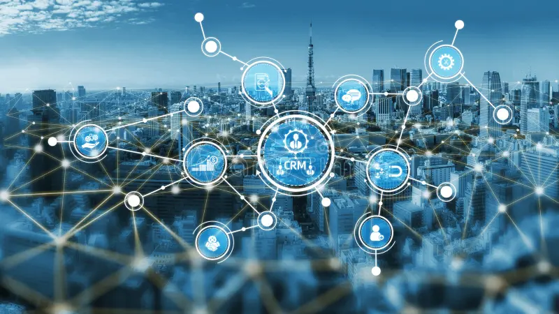 Smart city CRM network connection concept.