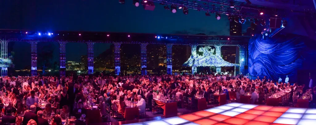Lavish evening gala with city view