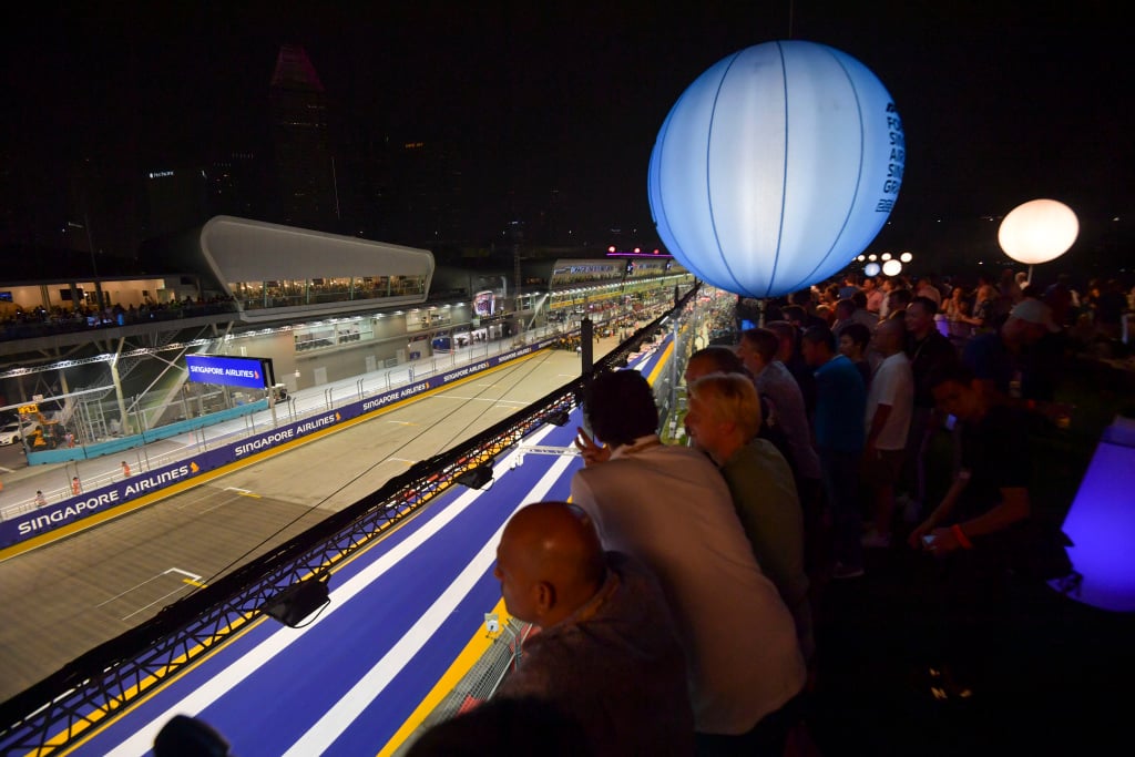 Crowd watching Singapore night race