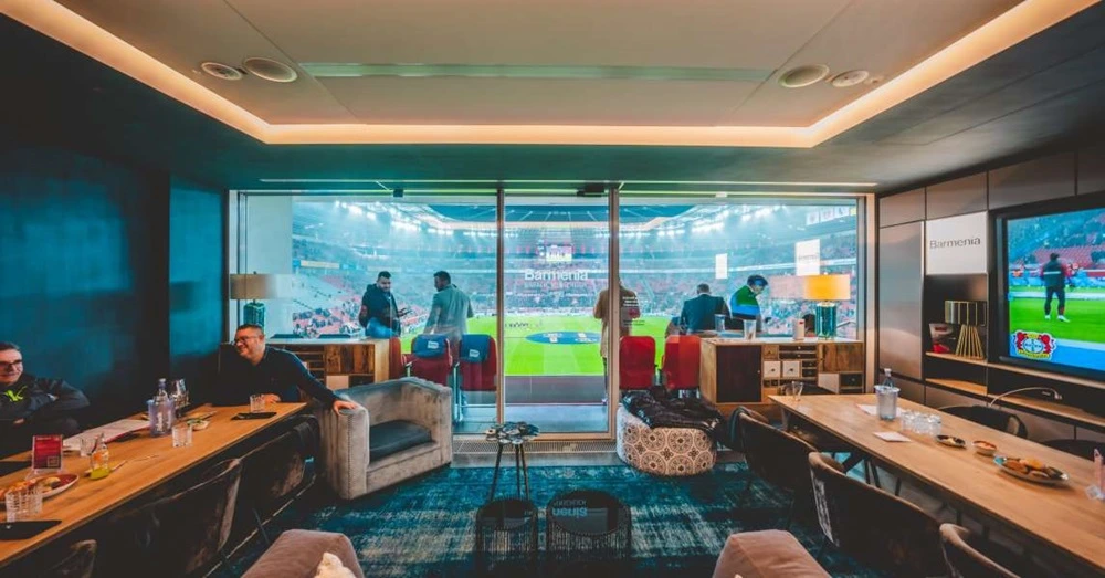 Luxury stadium suite overlooking soccer field